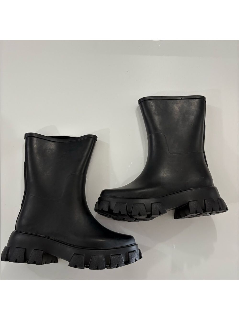ILSE JACOBSEN Black Winter Rain Boots with Chunky Sole NWT size 7 - Picture 4 of 11